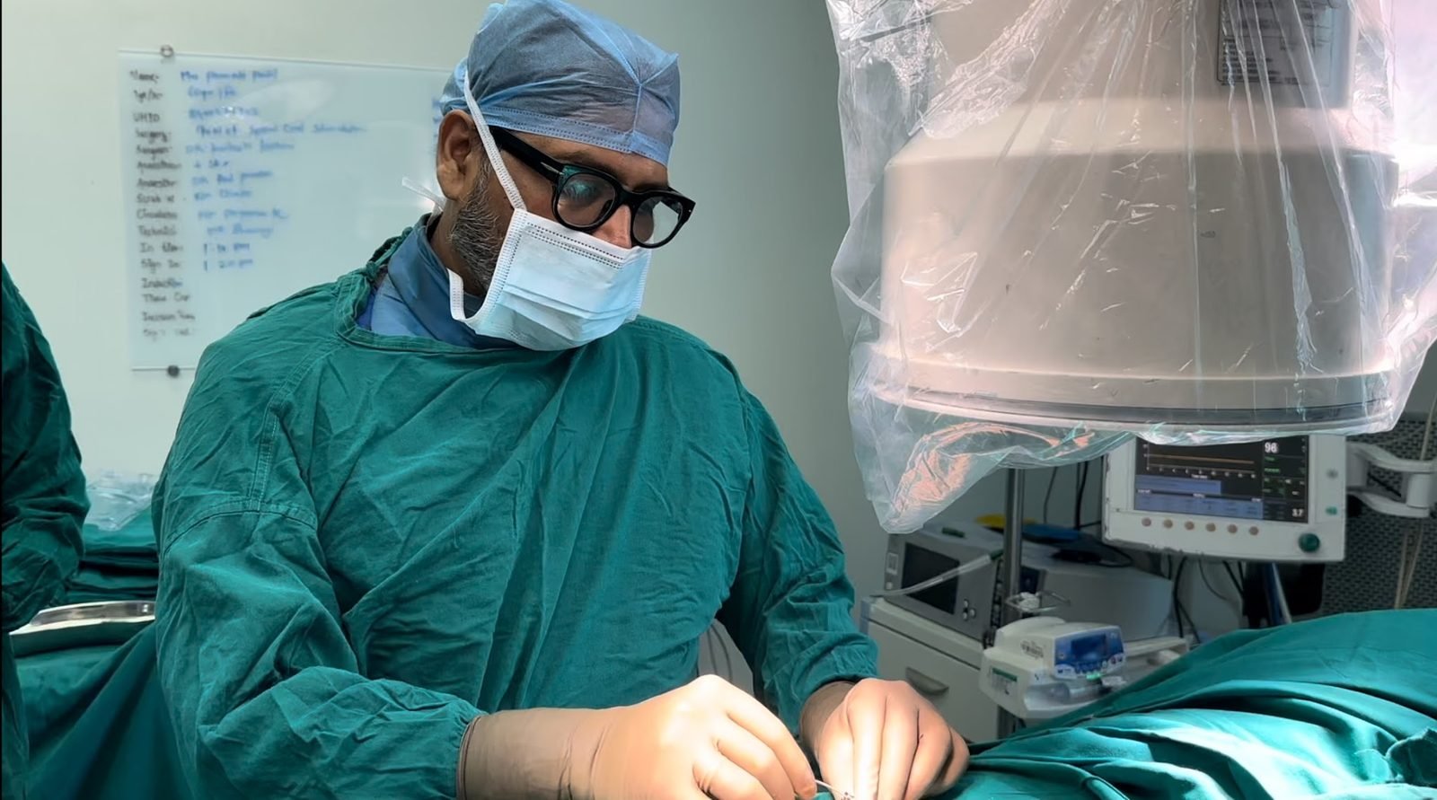 Pain Clinic of India doctors performing an interventional procedure under C-arm guidance